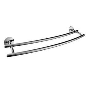 Kirk Aqua Tan double towel rail 76cm Zinc Chrome