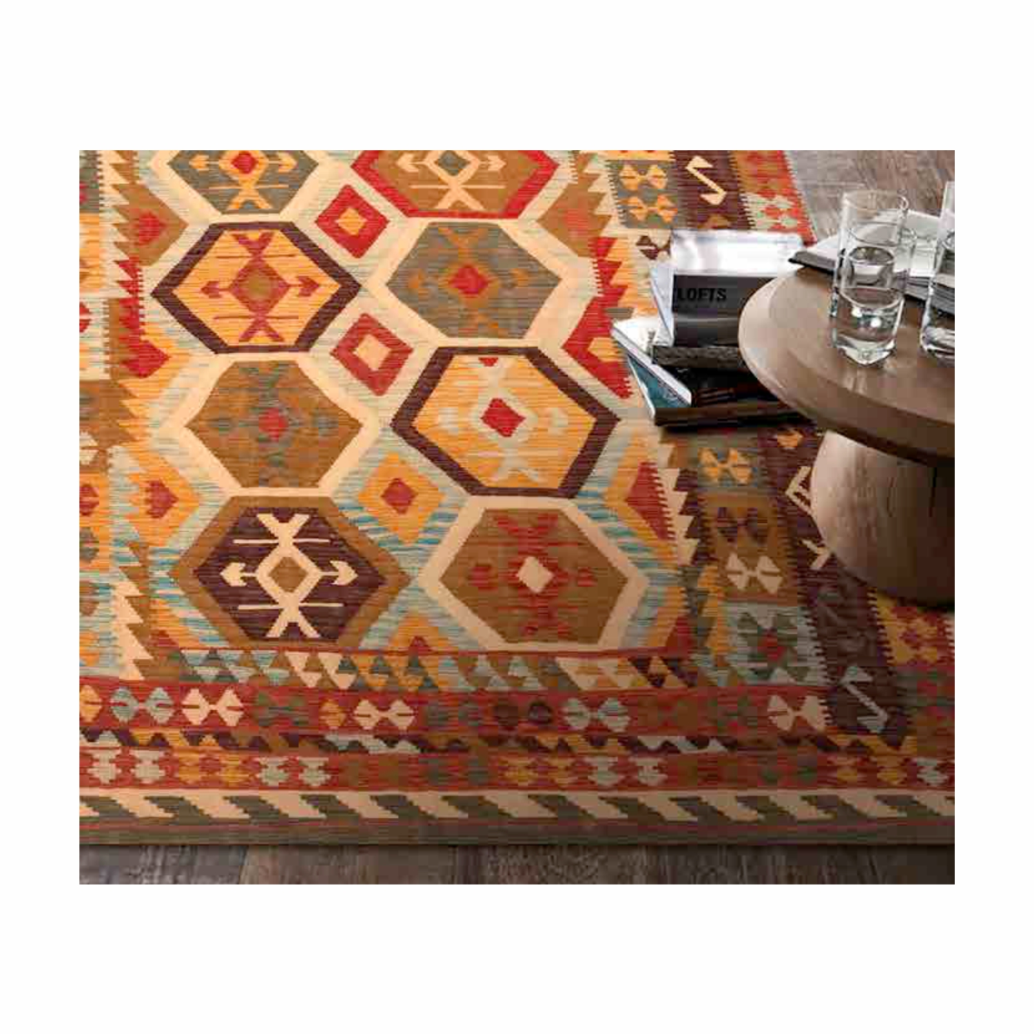 Decorative Vinyl Rug for domestic use. 52x100cm. Kilim Summer Kirk
