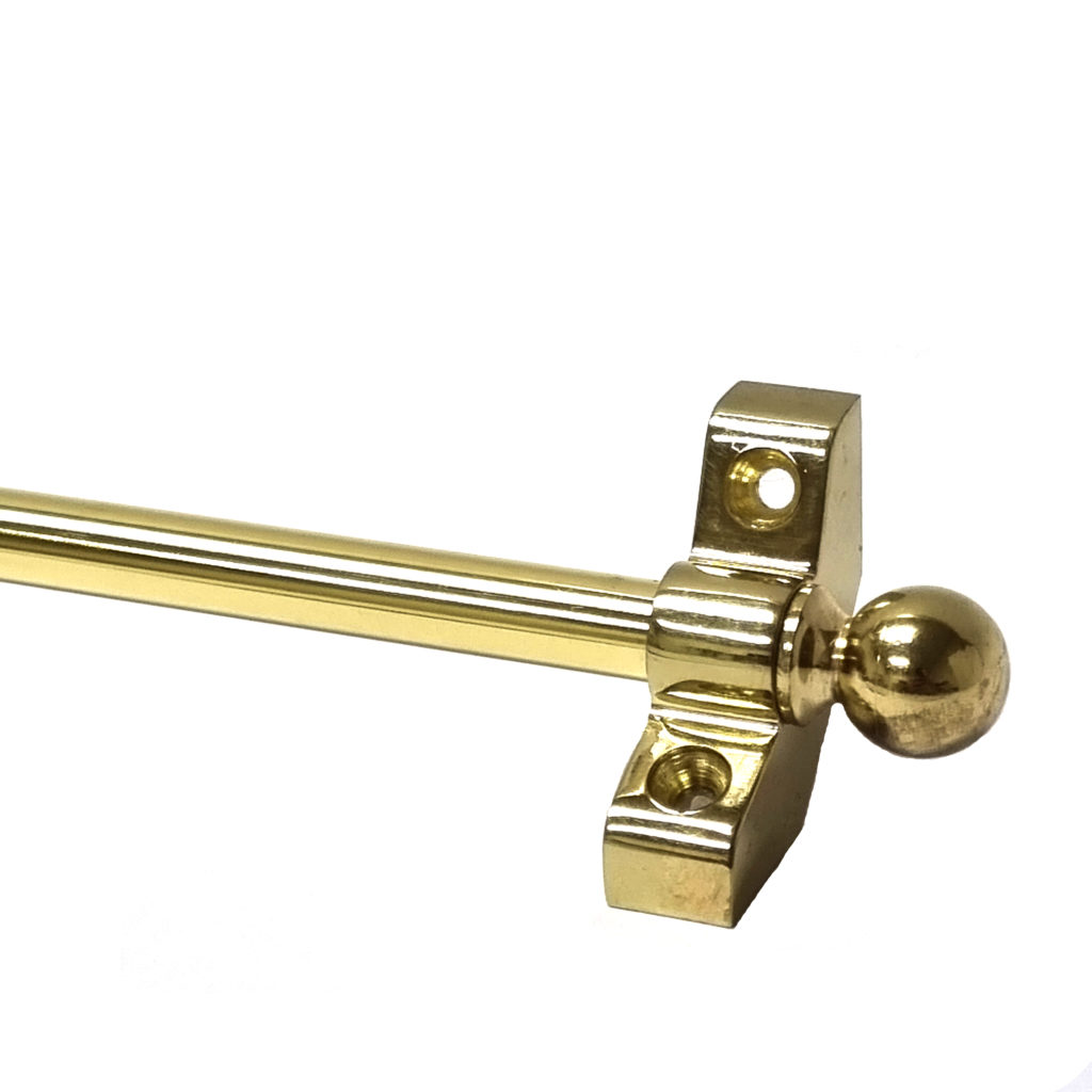 9mm Steel Stair Rod with Fittings Brass 89cm Kirk Marketing
