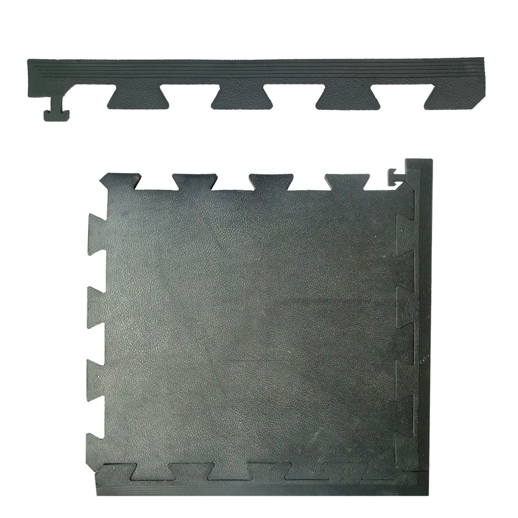 6mm Rubber Solid Interlock Tile Corner Edge Black Kirk Marketing